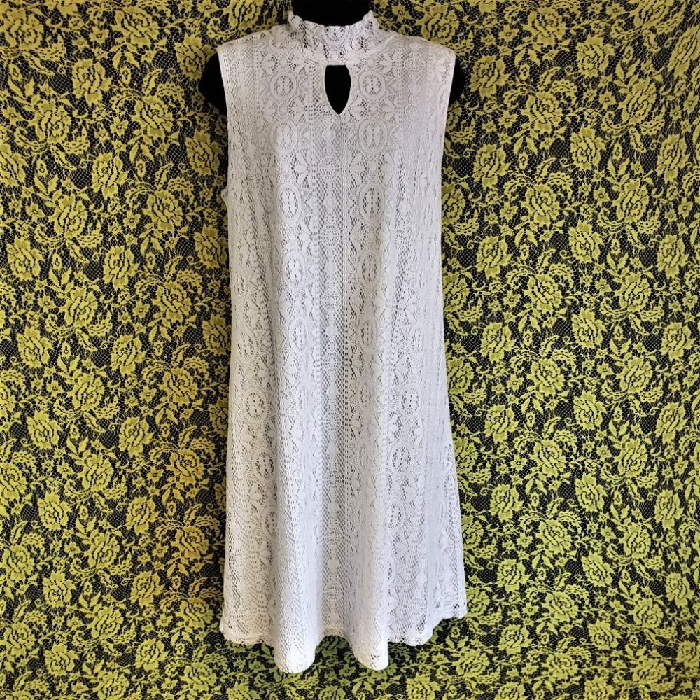 Keyhole Vintage Inspired High Neck Lace Swing Dress